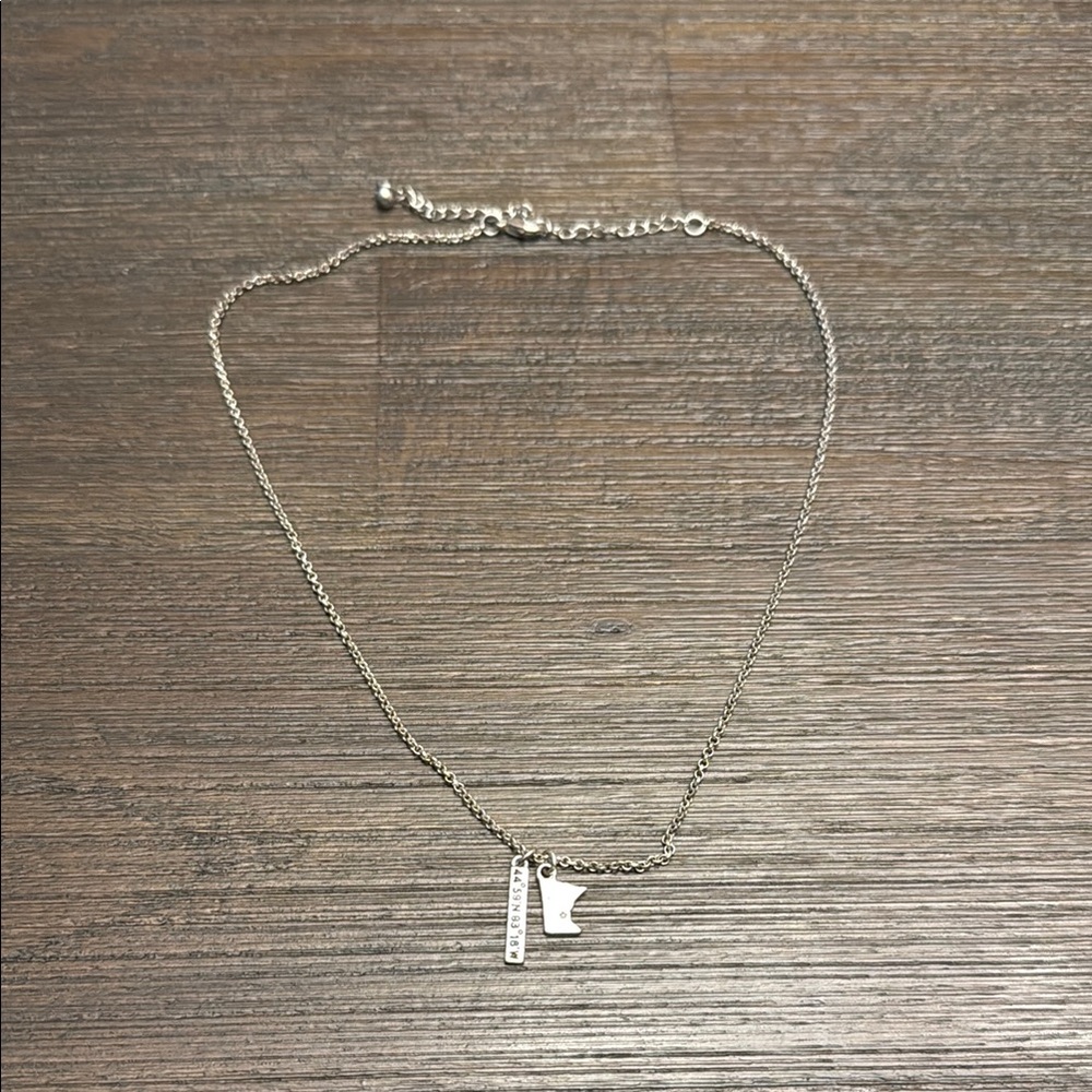 Silver Minnesota coordinates necklace